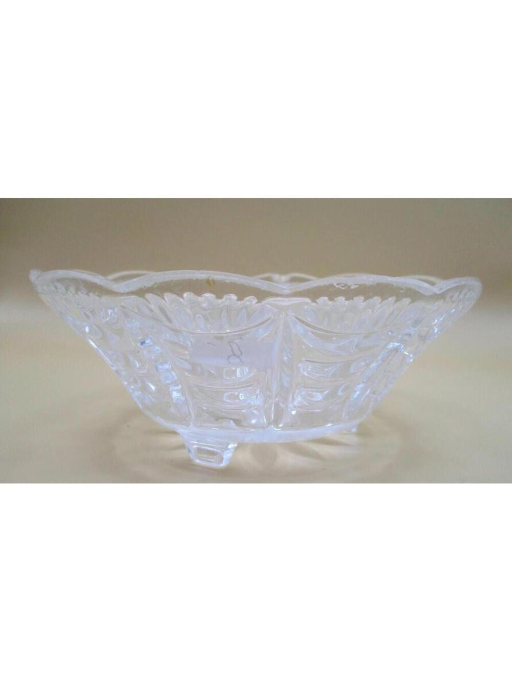 Vintage Clear Glass Decorative Bowl with Floral Pattern